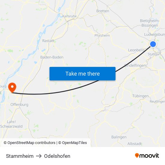 Stammheim to Odelshofen map