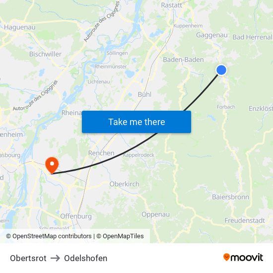 Obertsrot to Odelshofen map