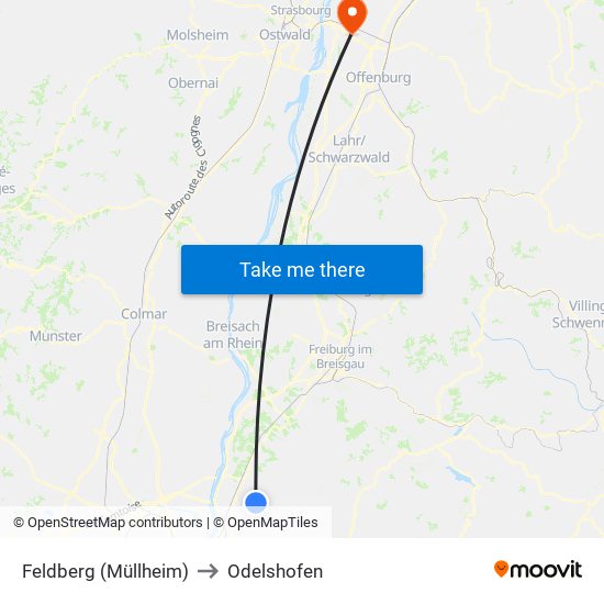 Feldberg (Müllheim) to Odelshofen map