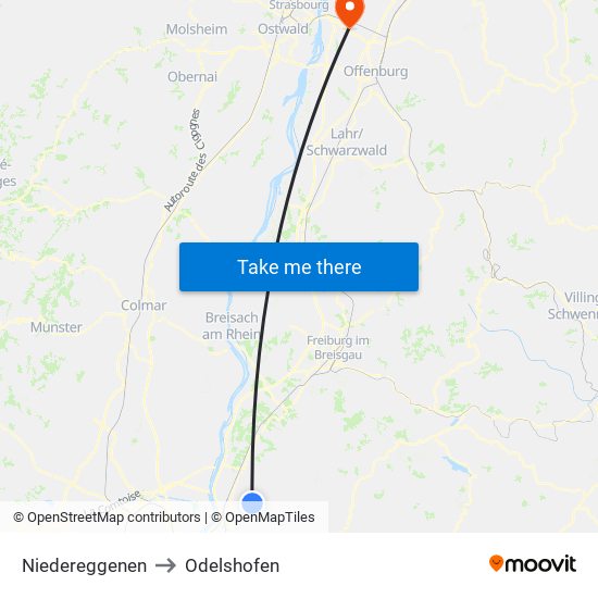 Niedereggenen to Odelshofen map