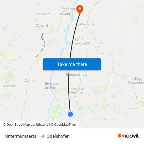 Untermünstertal to Odelshofen map