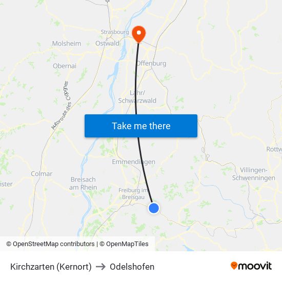 Kirchzarten (Kernort) to Odelshofen map