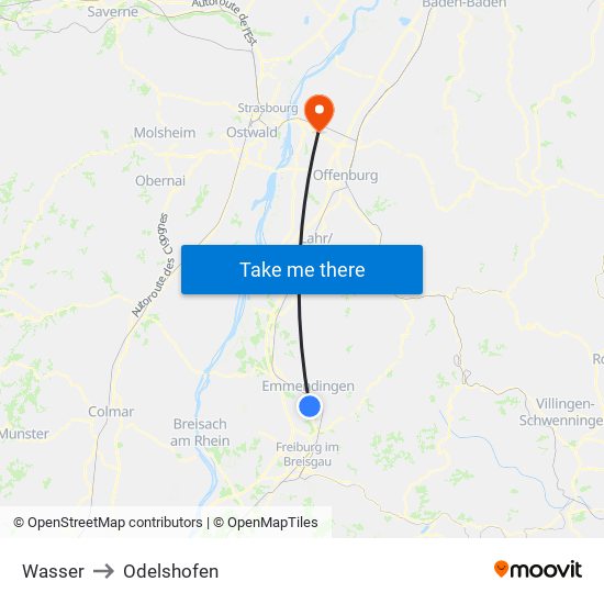 Wasser to Odelshofen map