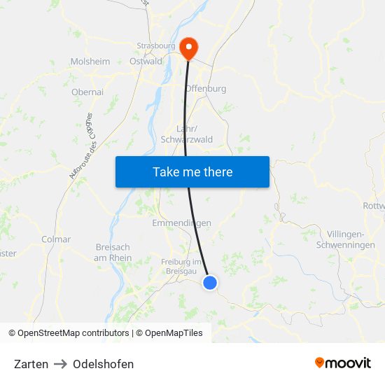 Zarten to Odelshofen map