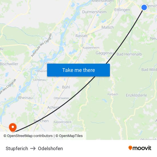 Stupferich to Odelshofen map