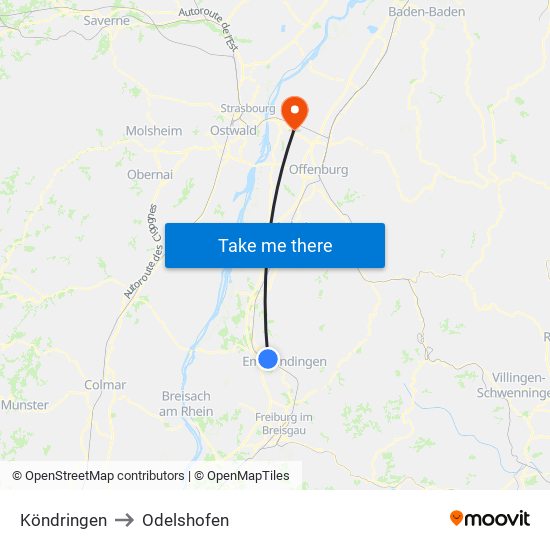Köndringen to Odelshofen map