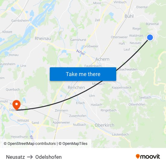 Neusatz to Odelshofen map