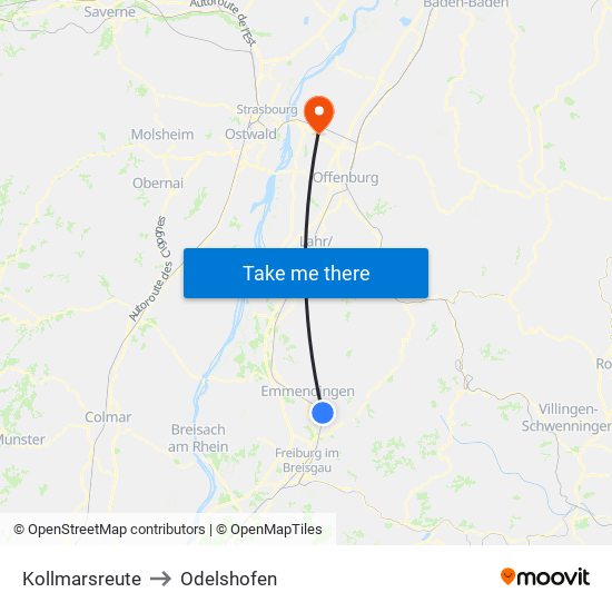 Kollmarsreute to Odelshofen map