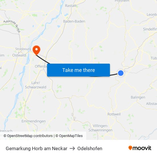 Gemarkung Horb am Neckar to Odelshofen map