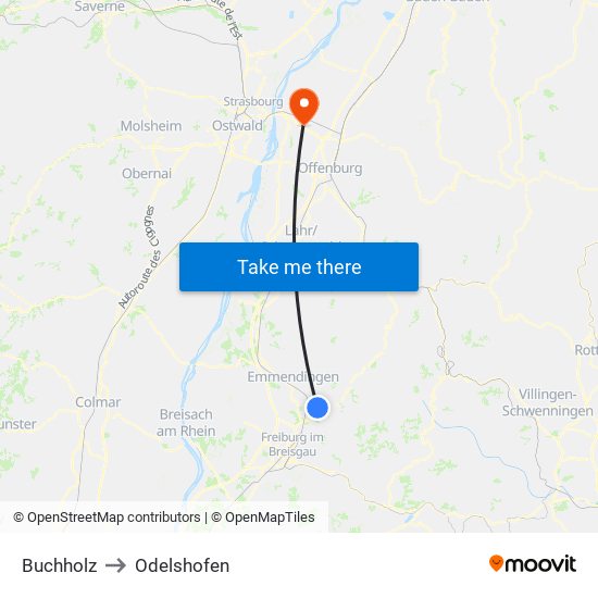 Buchholz to Odelshofen map