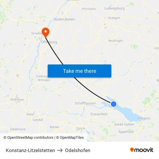 Konstanz-Litzelstetten to Odelshofen map