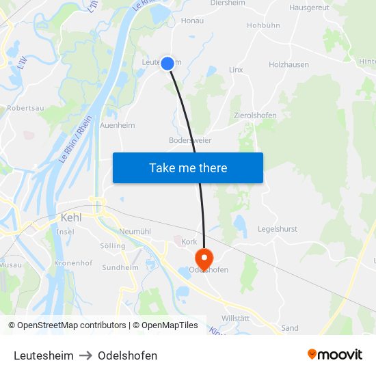 Leutesheim to Odelshofen map