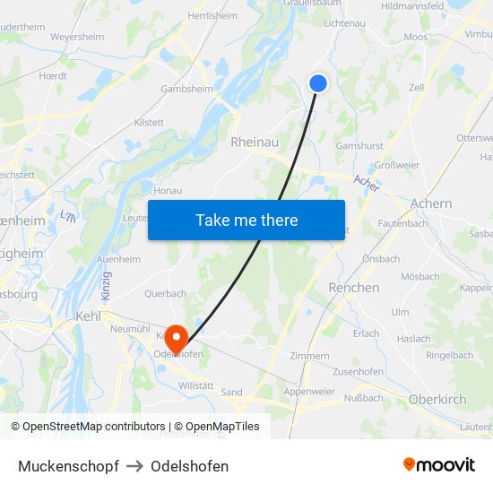 Muckenschopf to Odelshofen map