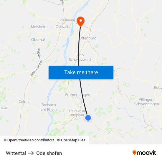 Wittental to Odelshofen map