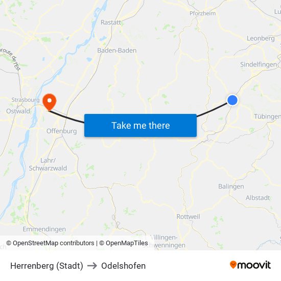 Herrenberg (Stadt) to Odelshofen map