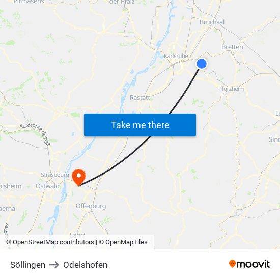 Söllingen to Odelshofen map