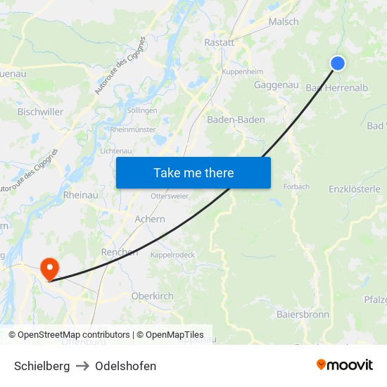 Schielberg to Odelshofen map