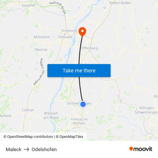 Maleck to Odelshofen map