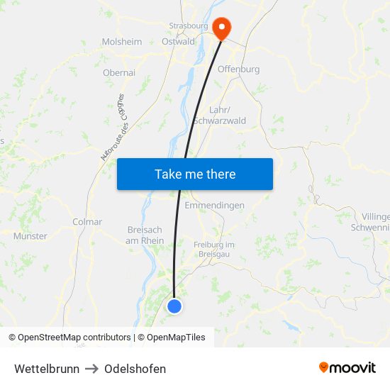 Wettelbrunn to Odelshofen map