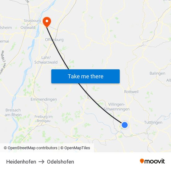 Heidenhofen to Odelshofen map