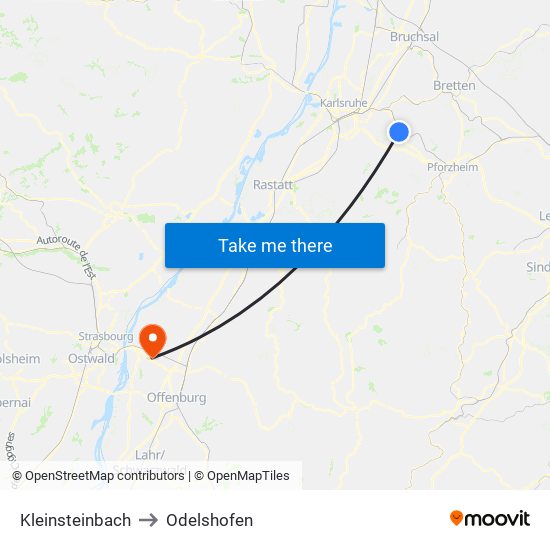 Kleinsteinbach to Odelshofen map