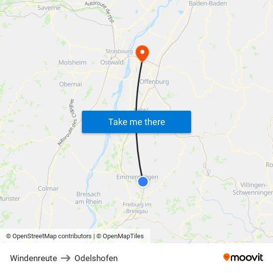 Windenreute to Odelshofen map