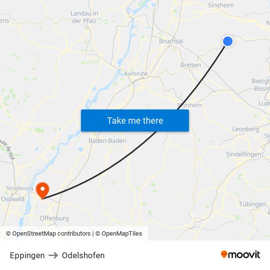 Eppingen to Odelshofen map