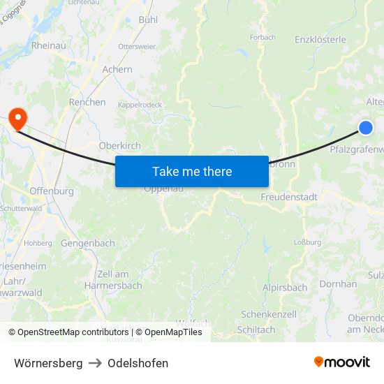 Wörnersberg to Odelshofen map