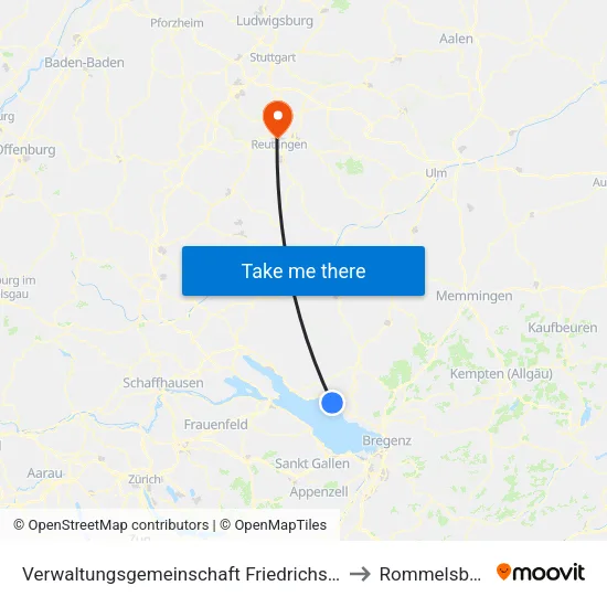Verwaltungsgemeinschaft Friedrichshafen to Rommelsbach map