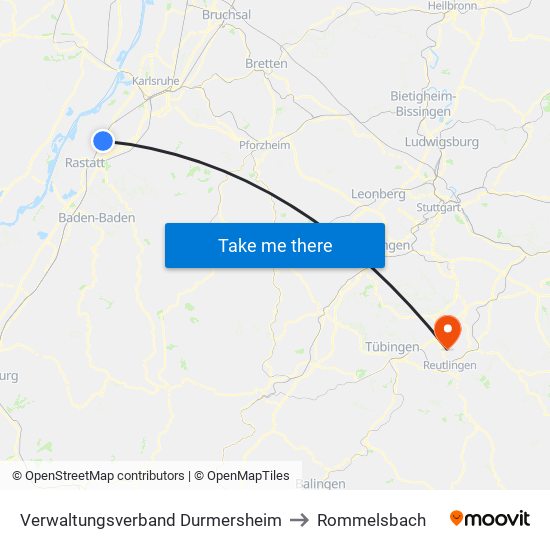 Verwaltungsverband Durmersheim to Rommelsbach map