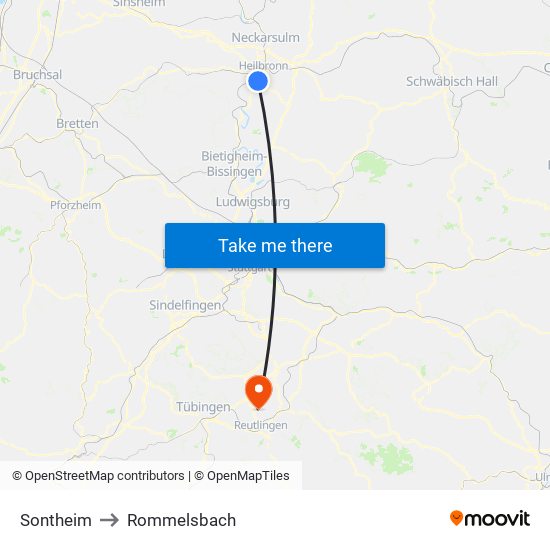 Sontheim to Rommelsbach map