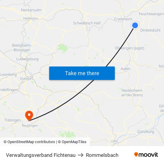 Verwaltungsverband Fichtenau to Rommelsbach map