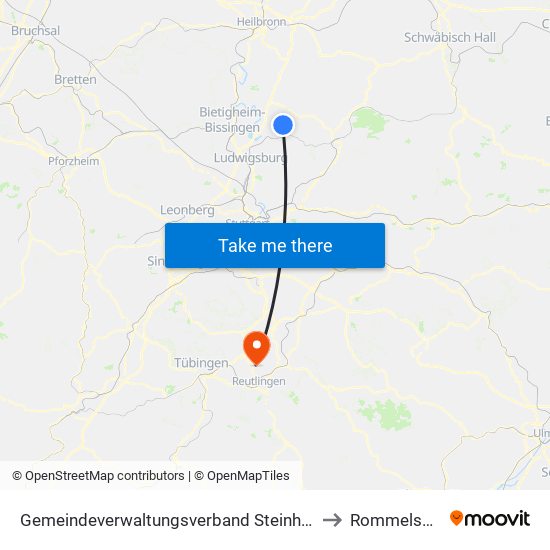 Gemeindeverwaltungsverband Steinheim-Murr to Rommelsbach map