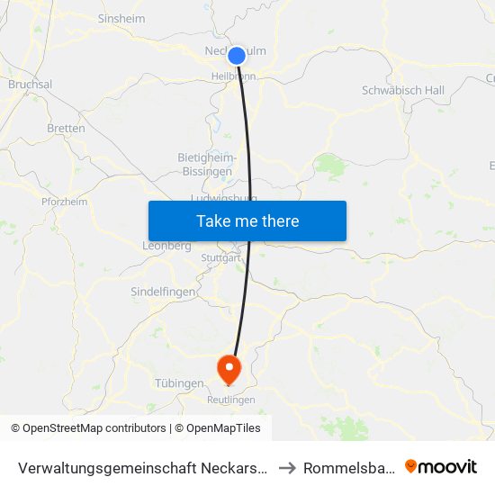 Verwaltungsgemeinschaft Neckarsulm to Rommelsbach map