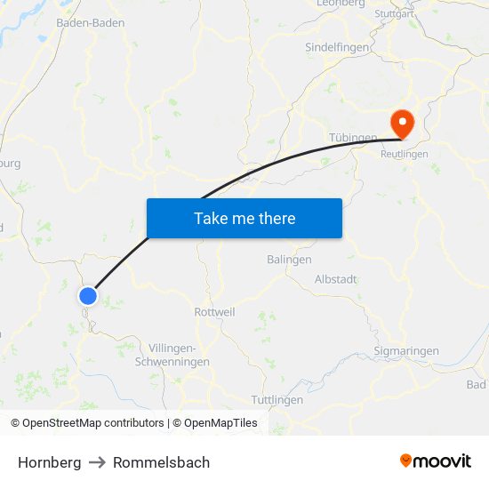 Hornberg to Rommelsbach map