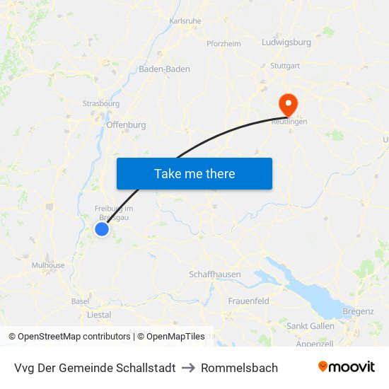 Vvg Der Gemeinde Schallstadt to Rommelsbach map