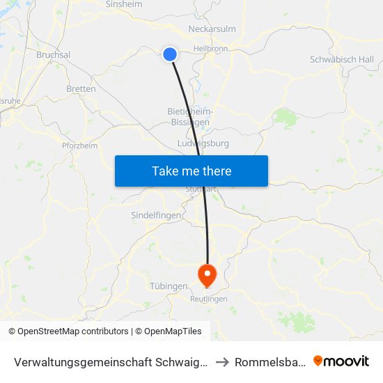 Verwaltungsgemeinschaft Schwaigern to Rommelsbach map