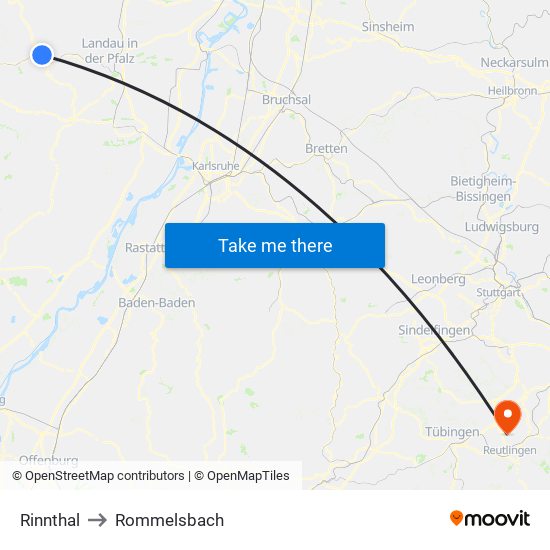 Rinnthal to Rommelsbach map