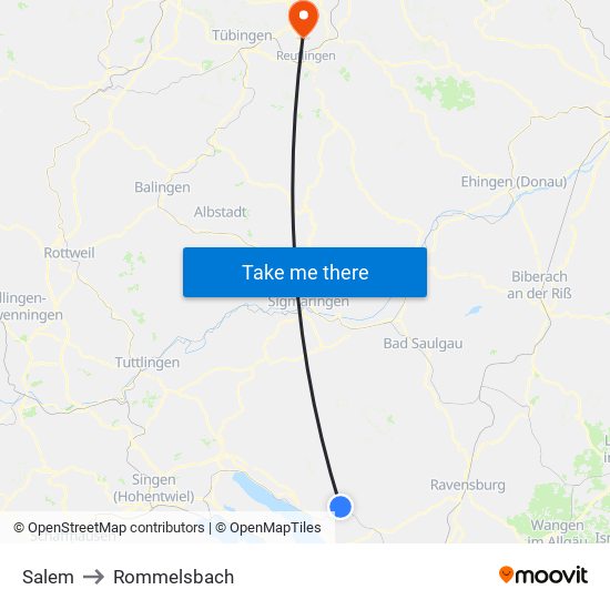 Salem to Rommelsbach map