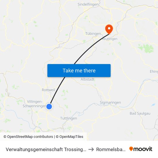 Verwaltungsgemeinschaft Trossingen to Rommelsbach map