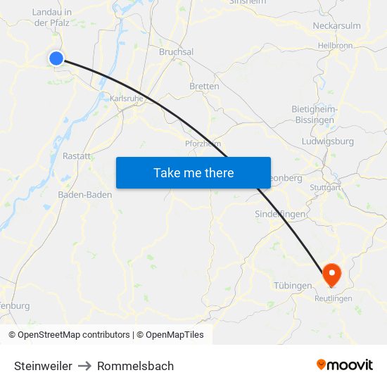 Steinweiler to Rommelsbach map