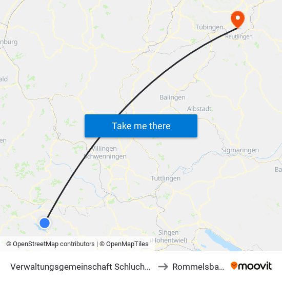 Verwaltungsgemeinschaft Schluchsee to Rommelsbach map