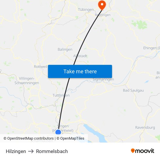 Hilzingen to Rommelsbach map