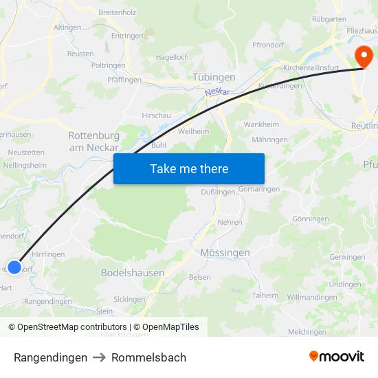 Rangendingen to Rommelsbach map
