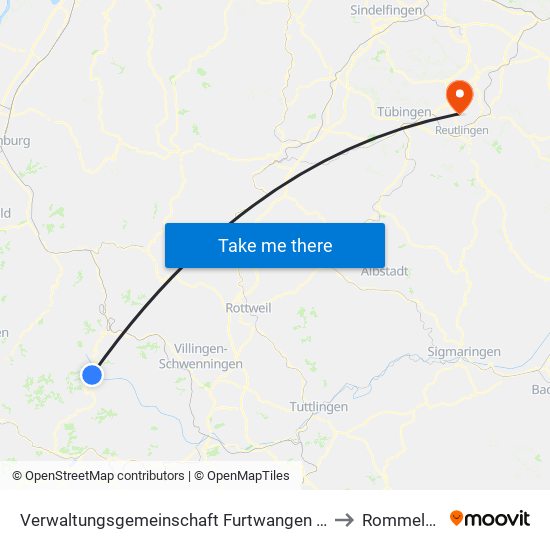 Verwaltungsgemeinschaft Furtwangen Im Schwarzwald to Rommelsbach map