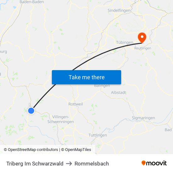 Triberg Im Schwarzwald to Rommelsbach map