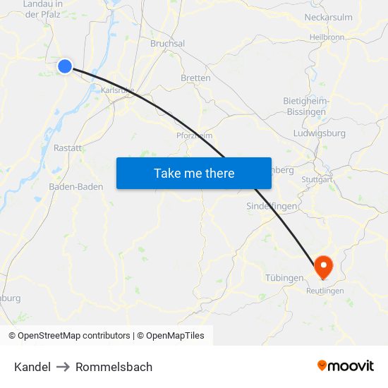 Kandel to Rommelsbach map