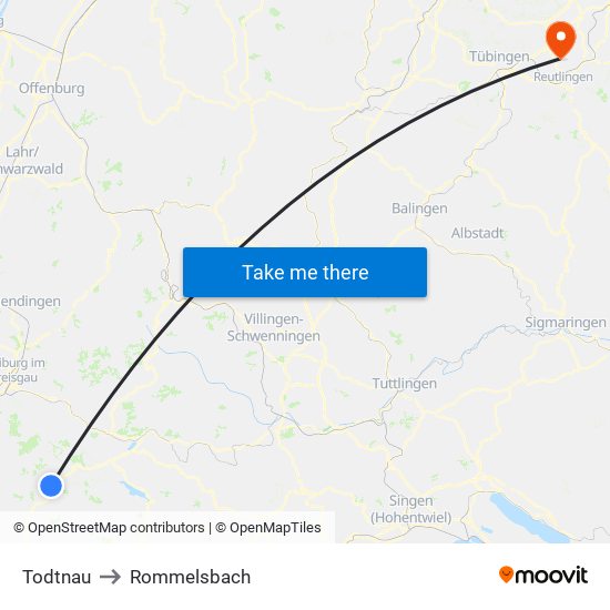 Todtnau to Rommelsbach map