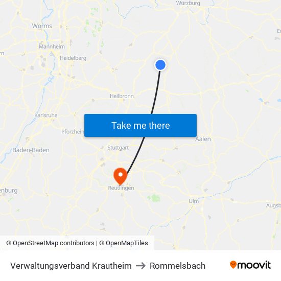 Verwaltungsverband Krautheim to Rommelsbach map