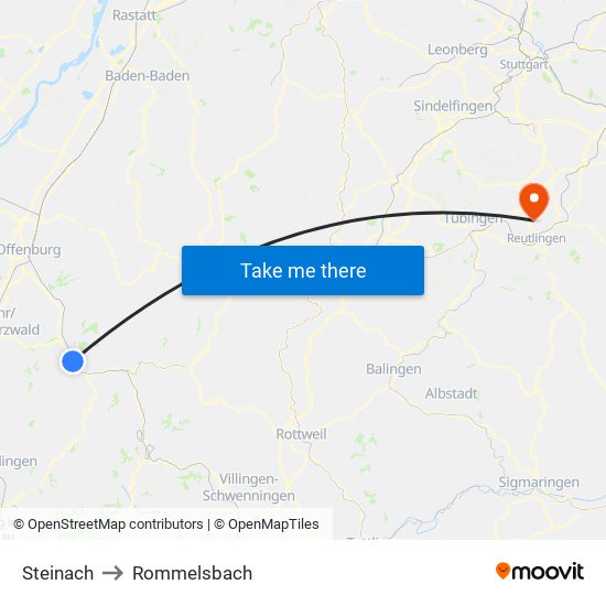 Steinach to Rommelsbach map